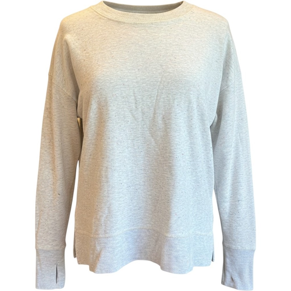 Athleta Womens Gray Confetti Speckled Sweatshirt Thumbhole Cuffs Small
